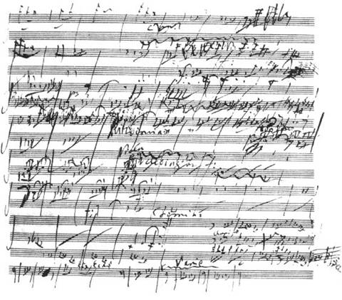 Handschriftliche Seite der 6. Sinfonie. (Foto: Public Domain)