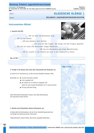 Arbeitsblatt: Instrumenten-Rätsel (Foto: )