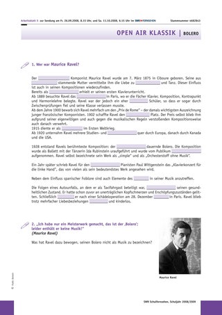 Arbeitsblatt 5: Wer war Maurice Ravel? - Bolero