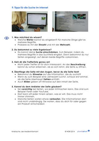 Arbeitsblatt 9: Medienkompetenz: Tipps für die Suche im Internet (Foto: )