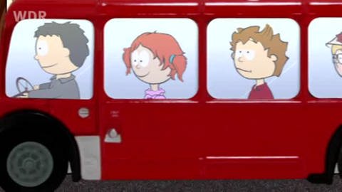 Zeichnung von einem Bus,  in dem Kinder sitzen (Foto: vision X/WDR)