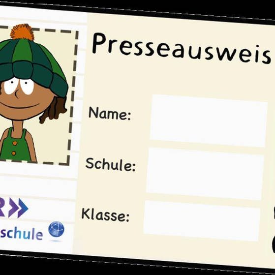 Gezeichneter Knietzsche-Presseausweis mit einem anderen Kinderbild (Foto: SWR – Screenshot aus der App Knietzsche macht Nachrichten)