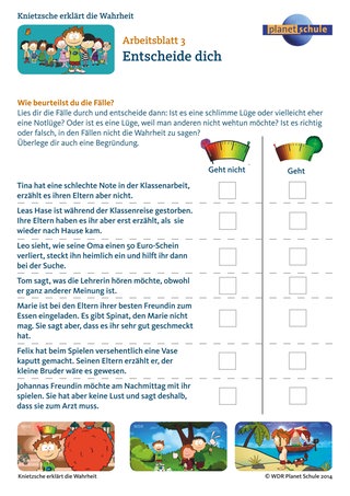 Arbeitsblatt 3: Philosophie für die Schule: Schlimme Lüge oder Notlüge?