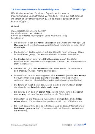 Materialblatt 13: Medienkompetenz: Schneeball-System