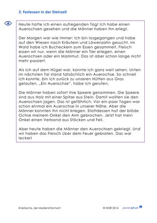 Arbeitsblatt 2: Medienkompetenz: Festessen in der Steinzeit