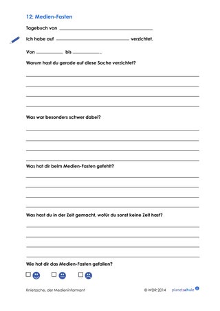 Arbeitsblatt 12: Medienkompetenz: Medien-Fasten