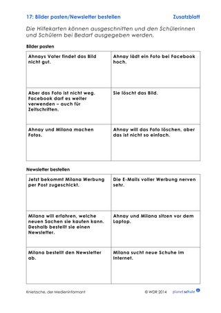 Materialblatt 17: Medienkompetenz: Bilder posten Newsletter bestellen