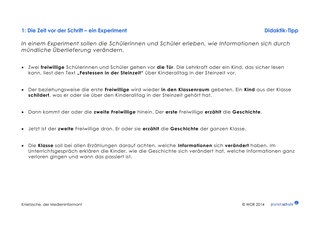 Materialblatt 1: Medienkompetenz: Die Zeit vor der Schrift