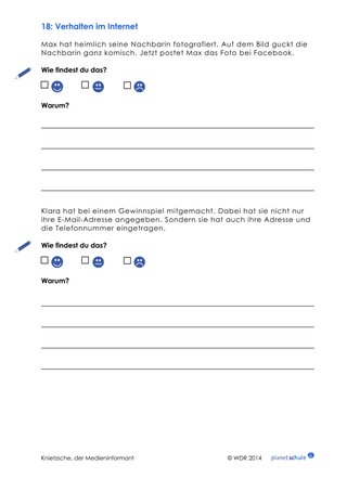 Arbeitsblatt 18: Medienkompetenz: Verhalten im Internet