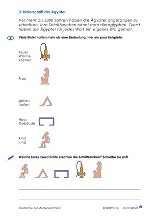 Arbeitsblatt 3: Medienkompetenz: Bildschrift der Ägypter