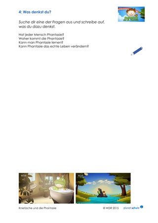 Arbeitsblatt 4: Philosophie für die Schule: Fragen zu Phantasie