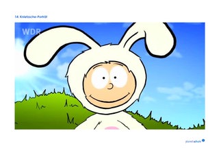 Der kleine Philosoph Knietzsche ist als Osterhase verkleidet.