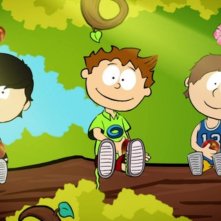 Der kleine Philosoph Knietzsche sitzt mit zwei Freunden auf einem Ast.