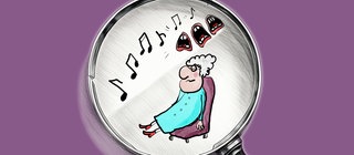 Titelbild des Musik-Krimi-Podcasts "Berta Knurr: Die Chöre des Schreckens"