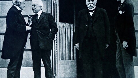 (Von links:) David Lloyd George, Vittorio Emanuele Orlando, Georges Clemenceau, Woodrow Wilson