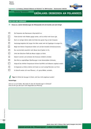 Arbeitsblatt 2: Veränderungen auf Grönland (Foto: )
