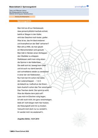 Materialblatt 2: Spinnengedicht (Foto: )