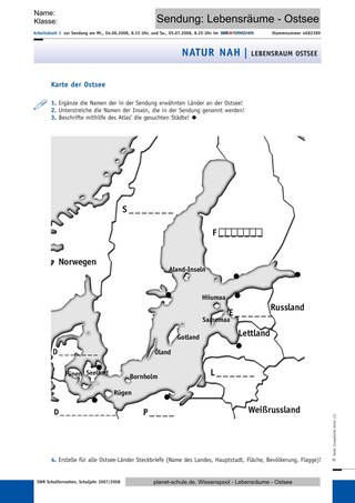 Arbeitsblatt 1: Karte der Ostsee (Foto: )