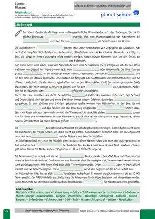 Arbeitsblatt 3: Lückentext Bodensee (Foto: )