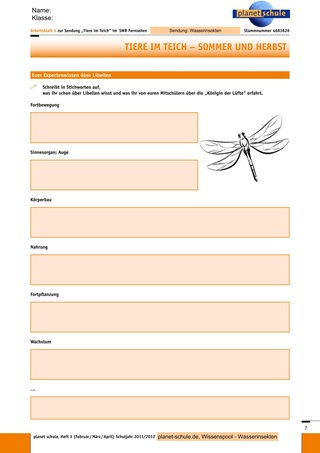 Arbeitsblatt 1: Expertenwissen über Libellen