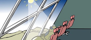 In der Animation zur Photosynthese tankt der Chloroplast "Chloro" Sonnenenergie auf einer Liege. Die Sonne ist wichtig für die erste Phase der Photosynthese, die Lichtreaktion. 