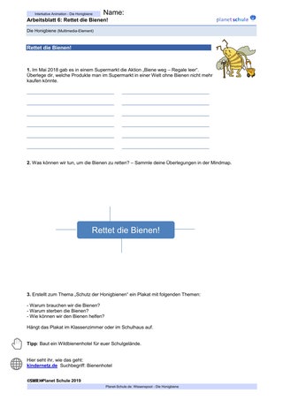 Arbeitsblatt 6: Rettet die Bienen!