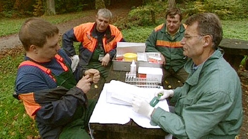 Ein Parasitologe nimmt Blutproben