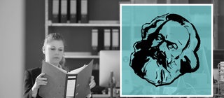 Marie beschäftigt sich mit Karl Marx.