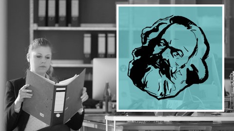 Marie beschäftigt sich mit Karl Marx.