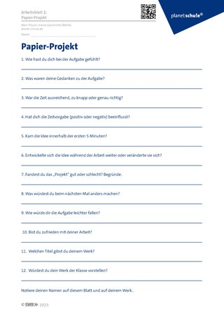 Screenshot des Arbeitsblattes