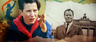 Bildmontage von Willy Brandt und der Filmfigur.