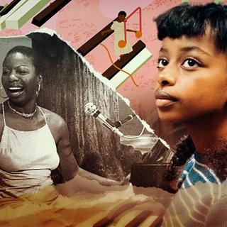 Bildmontage von Nina Simone und der Filmfigur.
