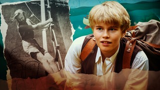 Collage aus einem Bild von Thor Heyerdahl und der Filmfigur.