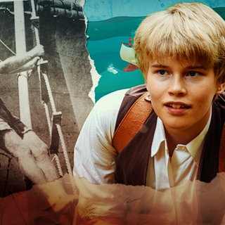 Collage aus einem Bild von Thor Heyerdahl und der Filmfigur.