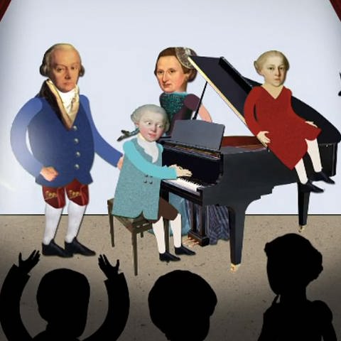Zeichnung des Musikers Wolfgang Amadeus Mozart als Kind bei einem Klavier-Konzert im Kreise seiner Familie (Foto: WDR)