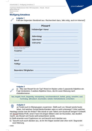 Screenshot Mozart Arbeitsblatt 2