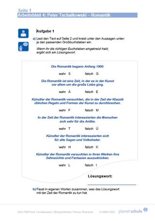 Screenshot Tschaikowski Arbeitsblatt 4