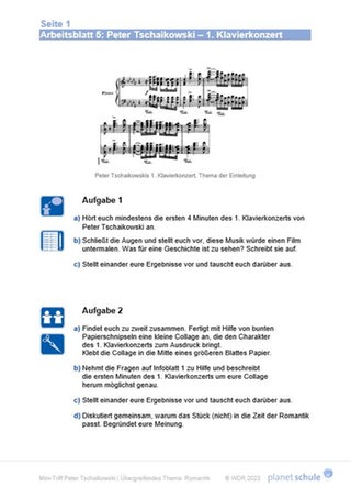 Screenshot Tschaikowski Arbeitsblatt 5