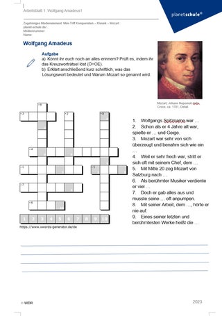 Screenshot Mozart Arbeitsblatt 1