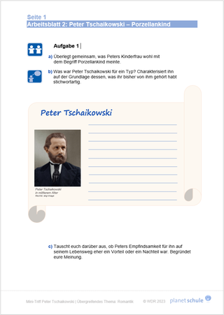 Screenshot Tschaikowski Arbeitsblatt 2