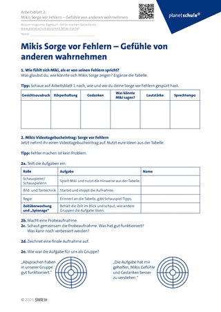 Screenshot des Arbeitsblattes