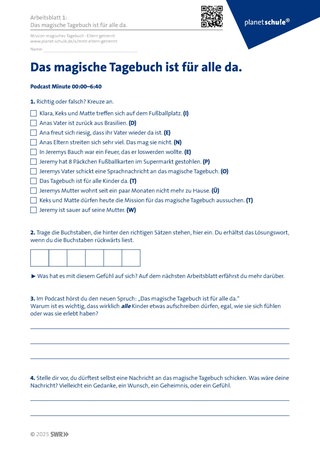 Screenshot des Arbeitsblattes