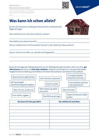 Screenshot des Arbeitsblattes