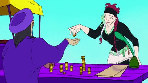 Trickfilm: Mona beim Bankier. (Foto: SWR – Screenshot aus der Sendung)