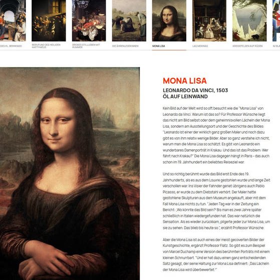 Bild und Beschreibung Mona Lisa. (Foto: SWR – Screenshot aus Webspecial)