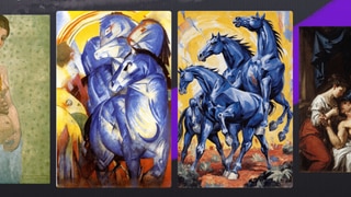 Screenshot aus dem Lernspiel Timebrush - Kunst trifft KI: Mache mit KI aus Fotos Kunstwerke! Oder teste dein Wissen im Quiz - erkennst du das Original?