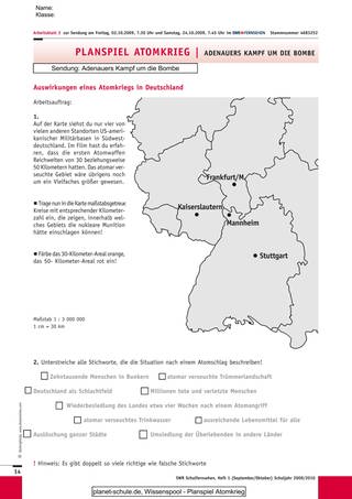 Arbeitsblatt 2: Auswirkungen eines Atomkriegs in Deutschland (Foto: )