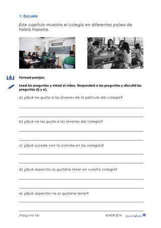 Arbeitsblatt 1: Fragen zu Schulen (Foto: )