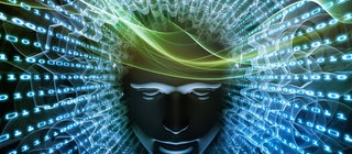 Animation menschlicher Kopf mit Zahlen und Linien