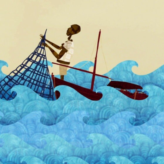 Kleines Boot auf dem Meer.